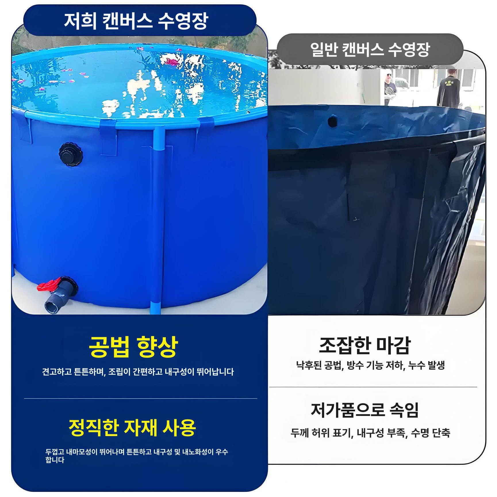 원형 간이수조 조립식 대형 양식 연못 저장 어항 사육장 저수조 물고기수조 높이 - 상세 이미지 2
