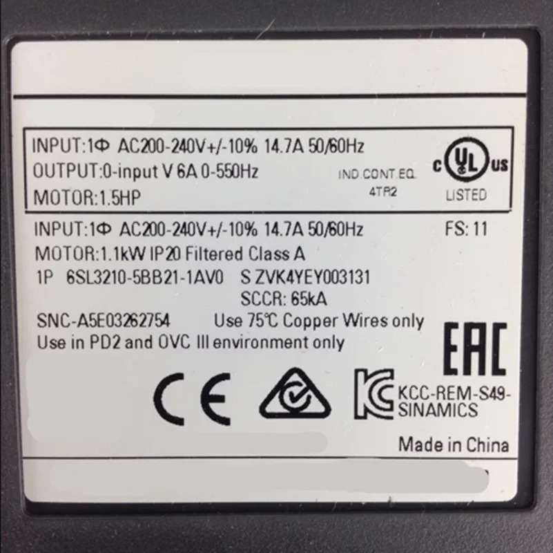 오리지널 인버터 6SL3210-5BB17-5UV1 6SL3210-5BB21-1UV1 Warrently 6SL3 210-5BB17-5UV1 210-5BB21-1UV1