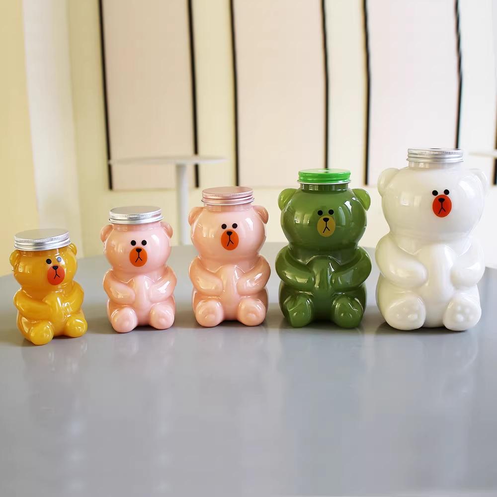 곰돌이 보틀 슬러시 병 빨대컵 예쁜음료수병 베어꿀통 0.7L - 상세 이미지 3