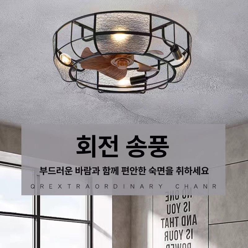 샹들리에 빈티지실링팬 리모컨 리모콘 램프 조명 침실 카페 엔틱 천장실링팬 천장팬 - 상세 이미지 2