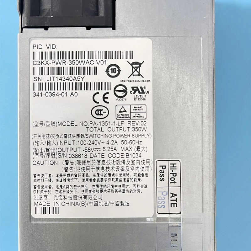 시스코 C3KX-PWR-350WAC 전원공급장치 스위치 키트 341-0394-01 3750X 3560X