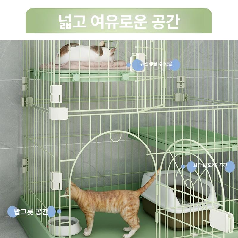 3단 케이지 초대형 펜스 격리장 철망 사육장 울타리 보호장 캣타워 포함 집 패키지 - 상세 이미지 3