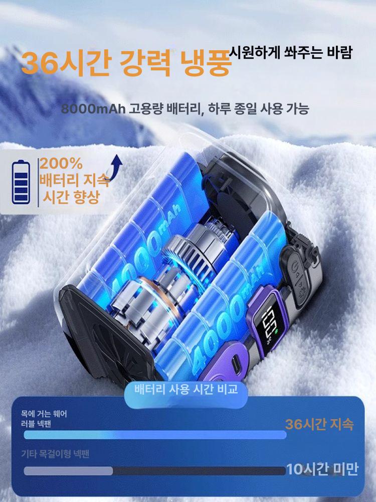 충전식 허리선풍기 휴대용 바디팬 클립팬 캠핑 쿨링 웨어러블 등 목걸이형 몸풍기 - 상세 이미지 4