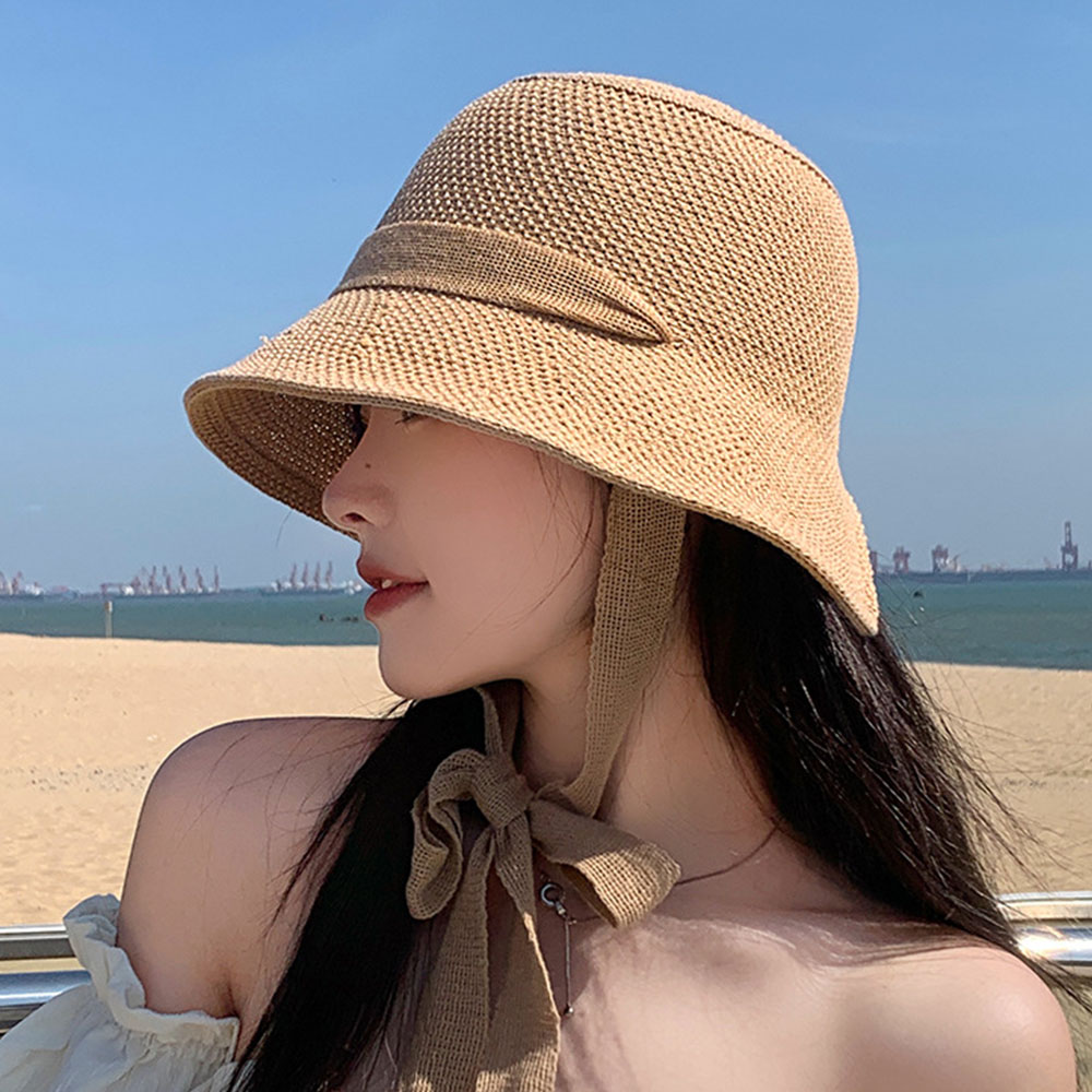 디어앤미 여성 여름 버킷햇 밀짚모자 비치 바캉스 벙거지 모자 - 상세 이미지 3