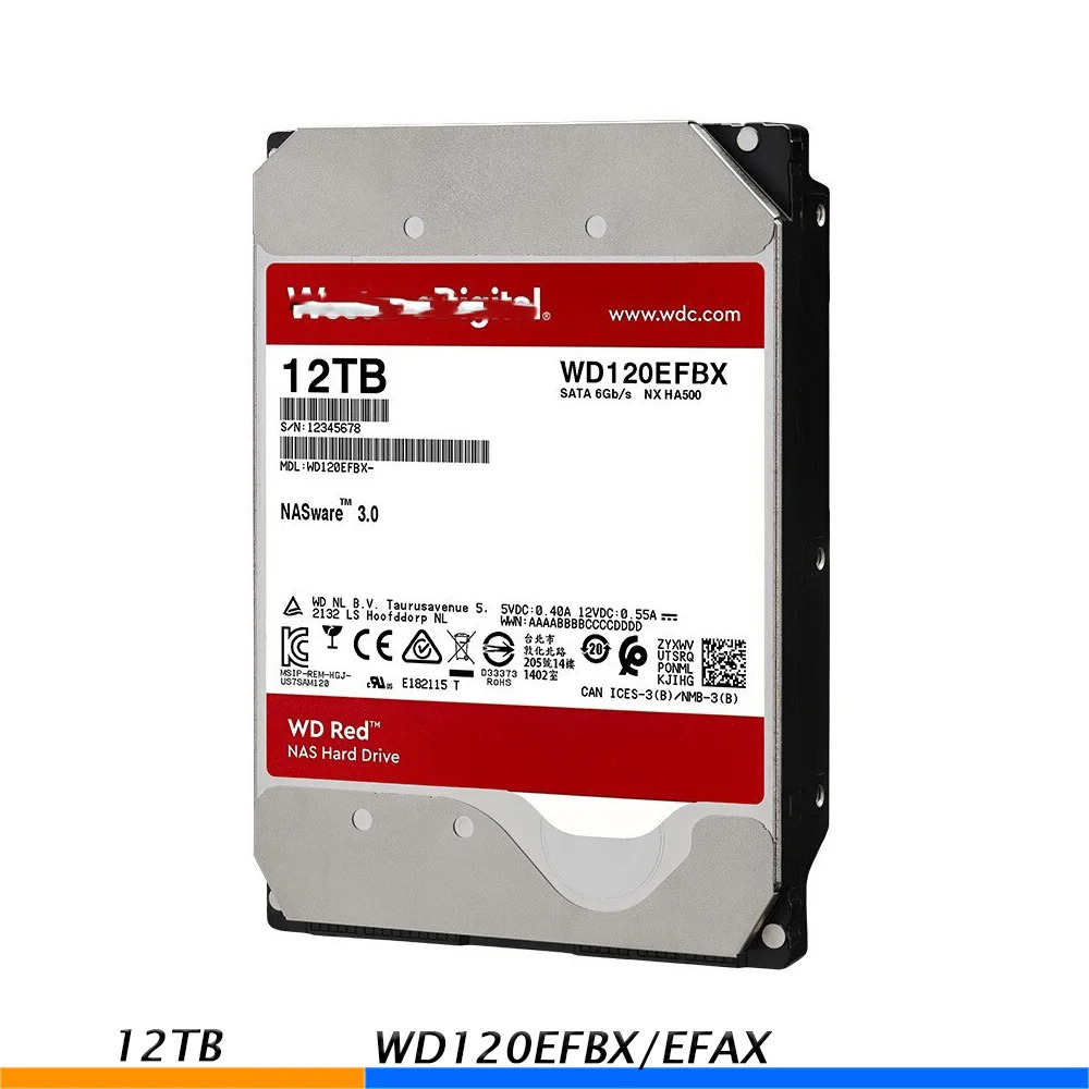 WD120EFBX/EFAX WD120EFBX WD 12TB 12T 3.5인치 7200RPM 레드 플러스 네트워크 서버 NAS 하드 드라이브용