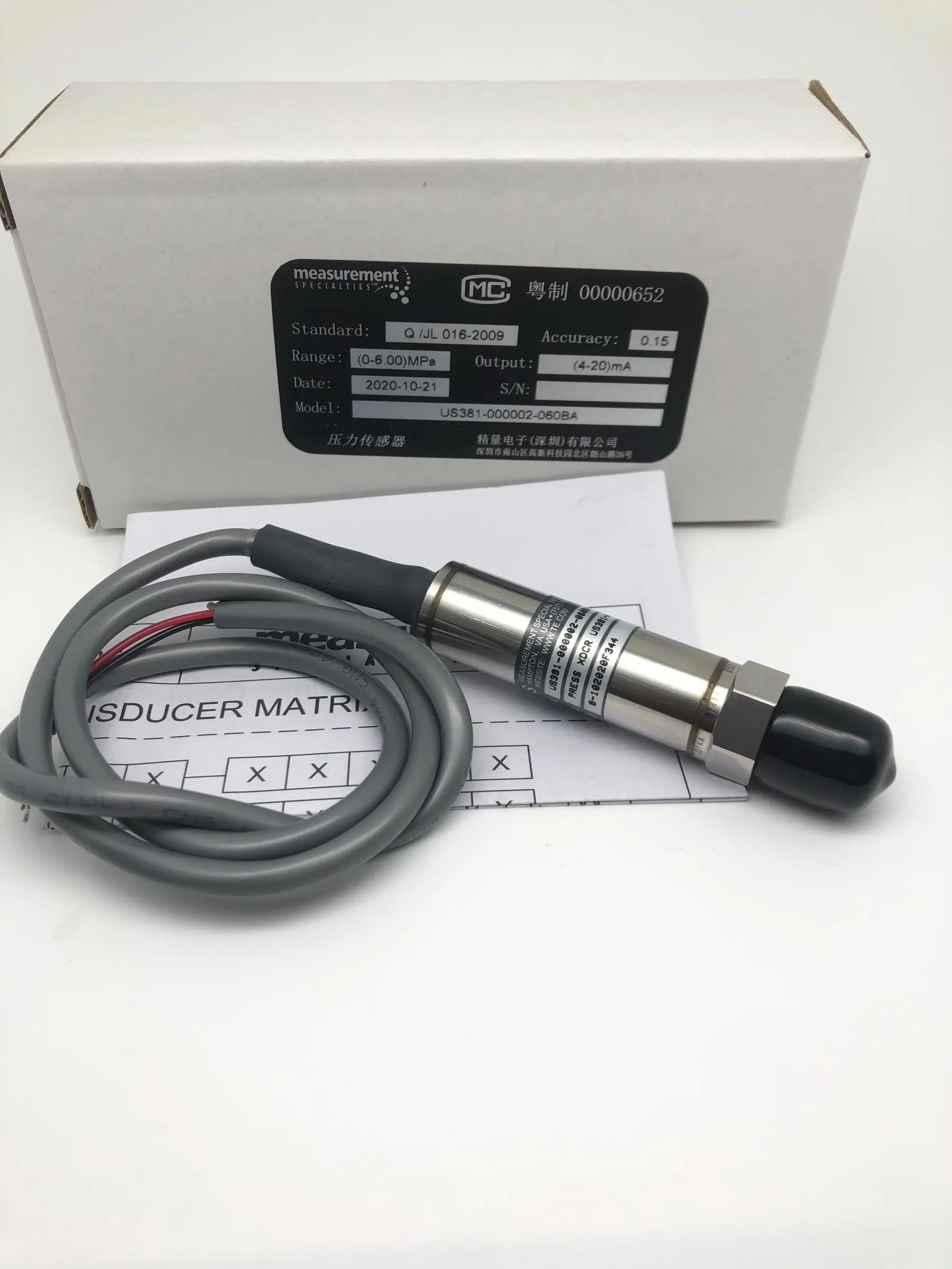 미국381- 000002 -060BA MEAS 압력센서 오리지널