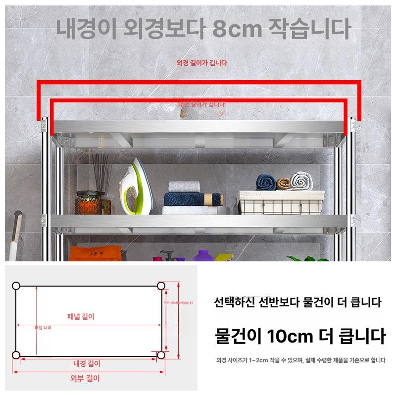 다용도 스텐선반 진열장 수납장 업소용 올스텐 수납대 무볼트 조립식앵글 정리 창고용 - 상세 이미지 4