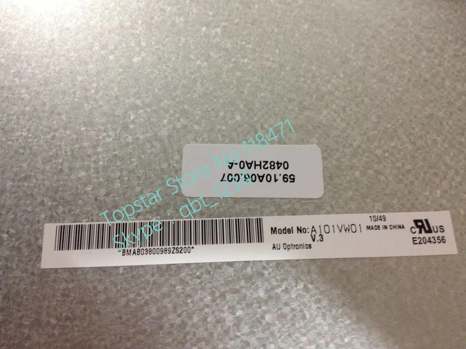 AUO 10.1 인치 TFT LCD 패널 디스플레이 화면 A101VW01 V3 WVGA 800RGBx480