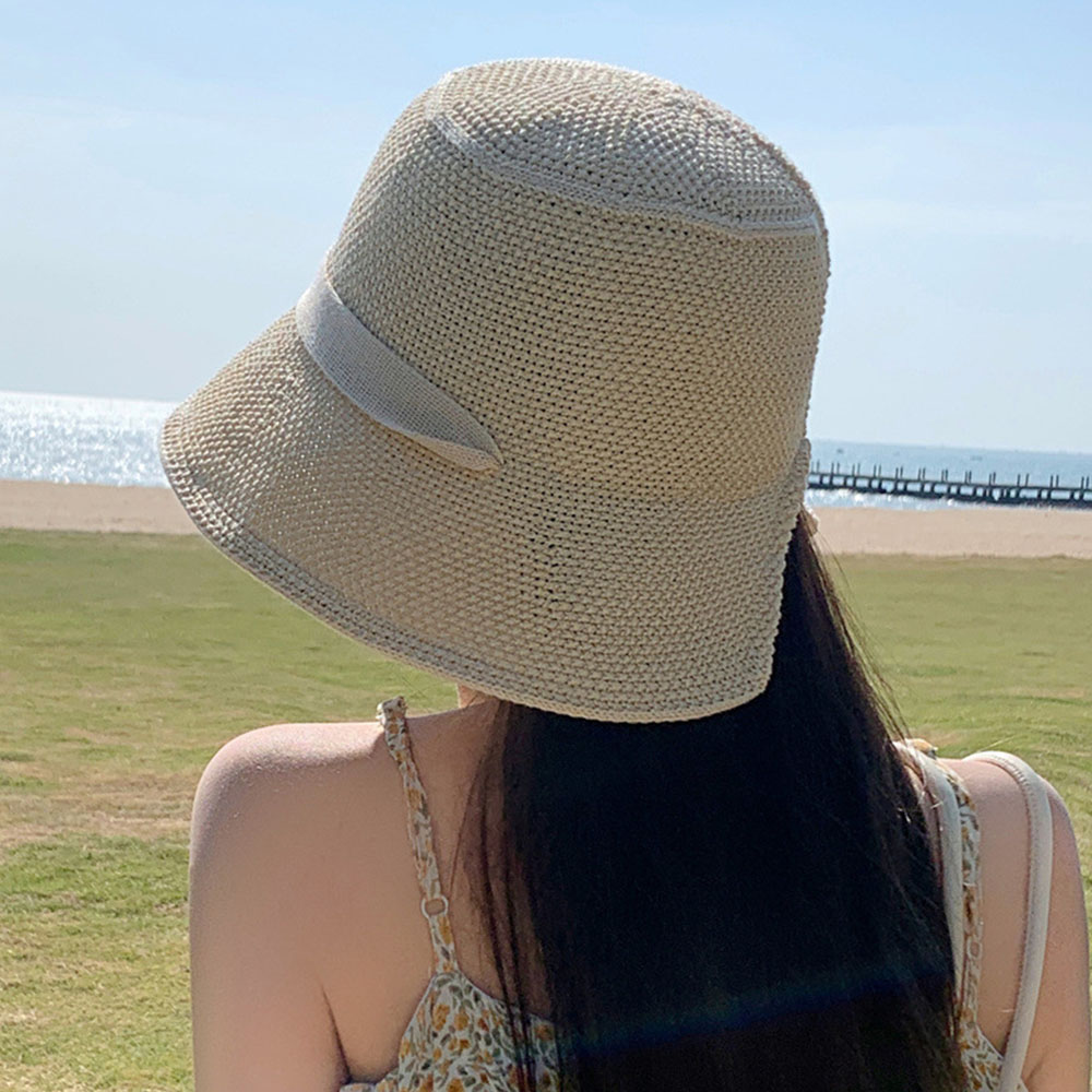 디어앤미 여성 여름 버킷햇 밀짚모자 비치 바캉스 벙거지 모자 - 상세 이미지 4
