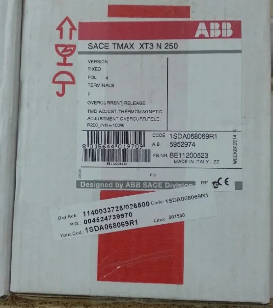 오리지널 ABB 플라스틱 케이스 스위치 부품 XT3N250x 200-2000 3P/4P 신