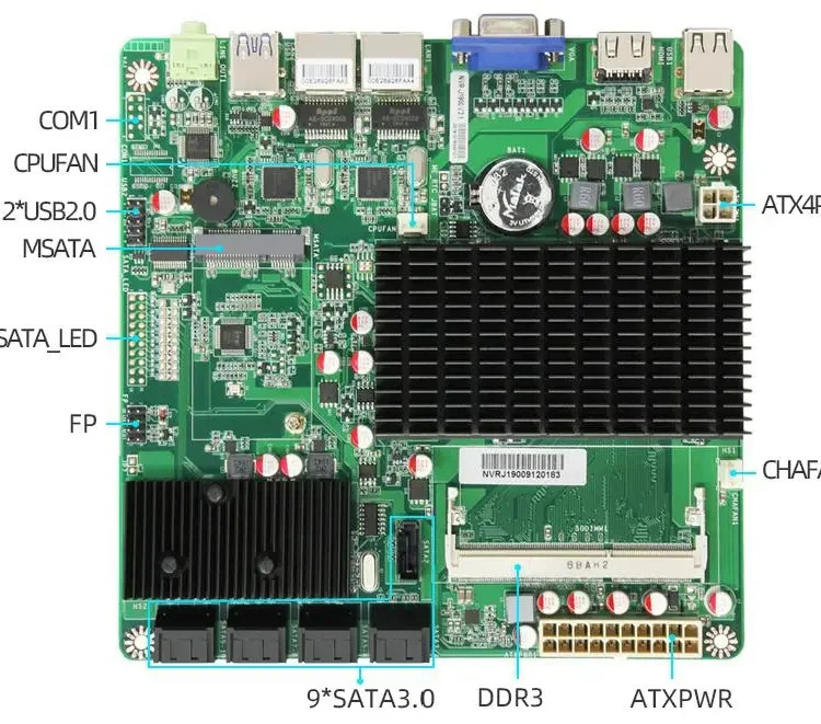 MW-NVR-J1900 다Nas 메보드 듀얼 기가비트 네트워크 포트 8 Sata 인터페이스 Synology Snail