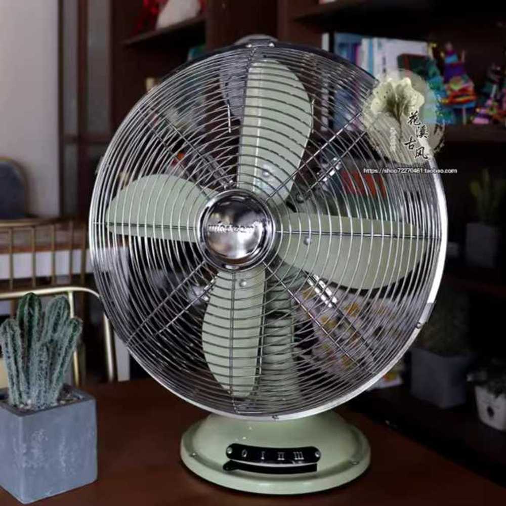레트로 선풍기 감성 가정용 뉴트로 빈티지 기계식 라이트 그린 - 상품 이미지