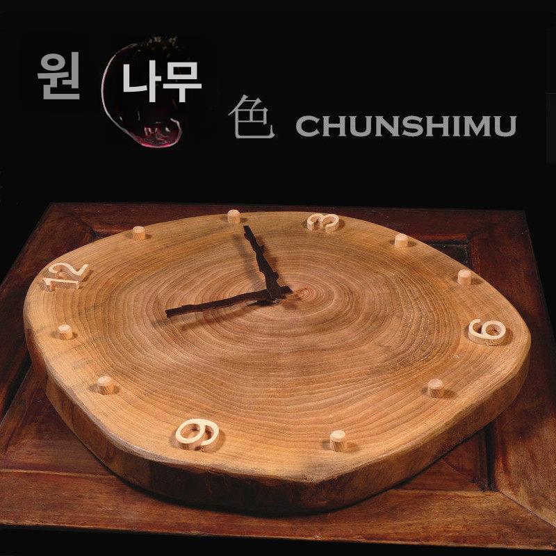 향나무 벽시계 원목 무소음 빈티지 원형 목재 벽걸이시계 레트로 아날로그 디지털 - 상세 이미지 4