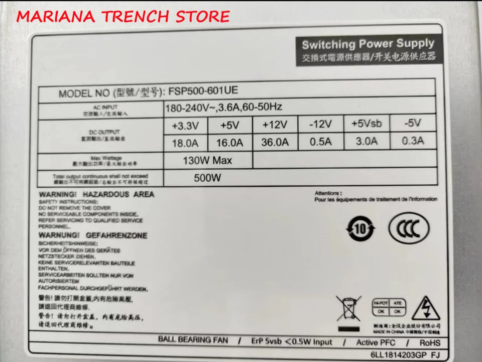FSP500-601UE 스위칭 전원공급장치 산업 레벨 FSP MAX 500W