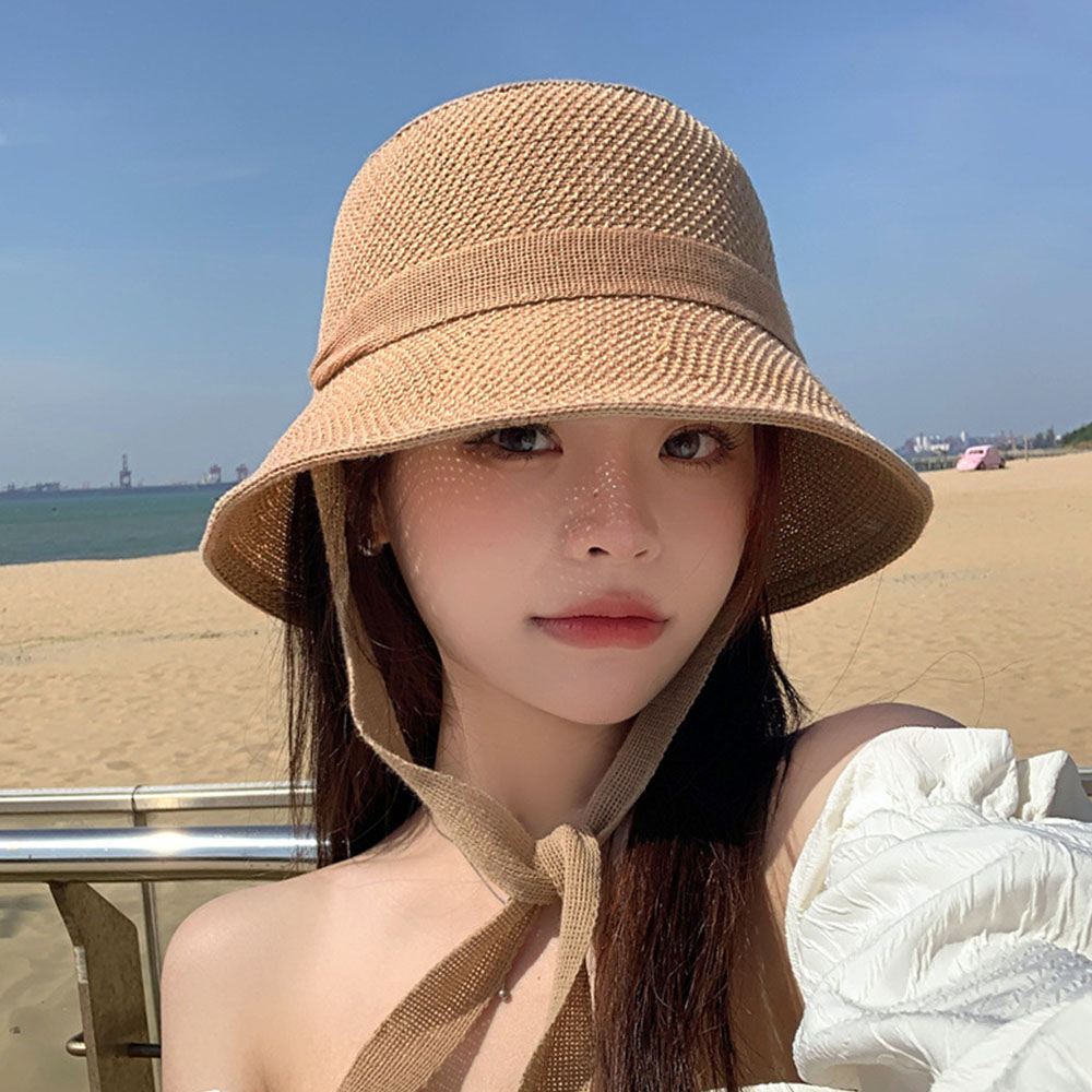 디어앤미 여성 여름 버킷햇 밀짚모자 비치 바캉스 벙거지 모자 이미지 7