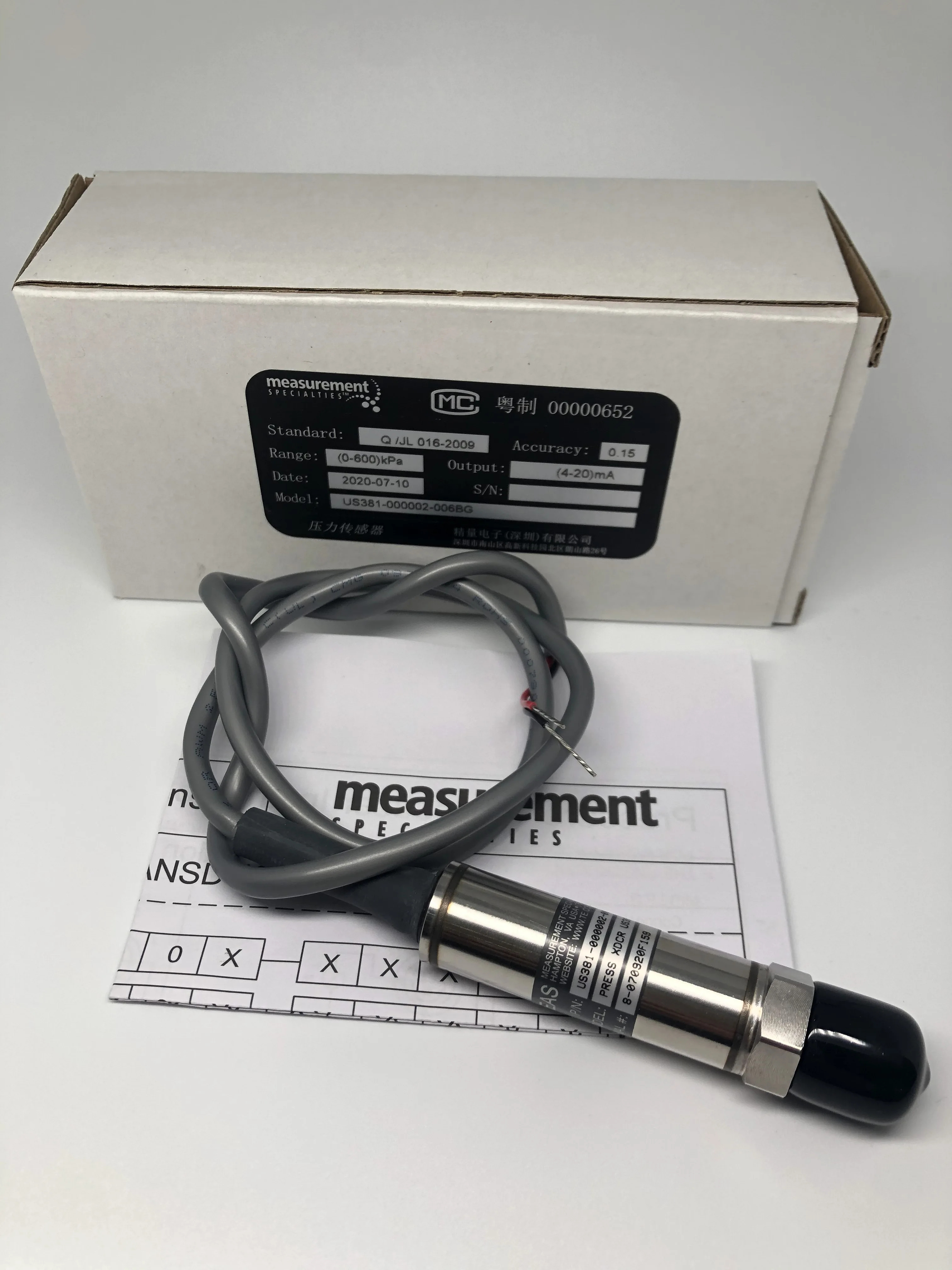 M5254-000002-070BG MEAS 산업등급 압력센서 원본