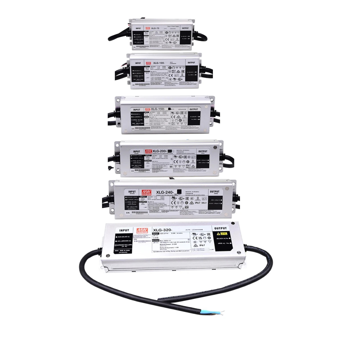 MEAN WELL XLG 시리즈 LED 드라이버 12V 24V AC-DC 75/100/150/200/240/300W 디밍 스위칭 전원공급장치