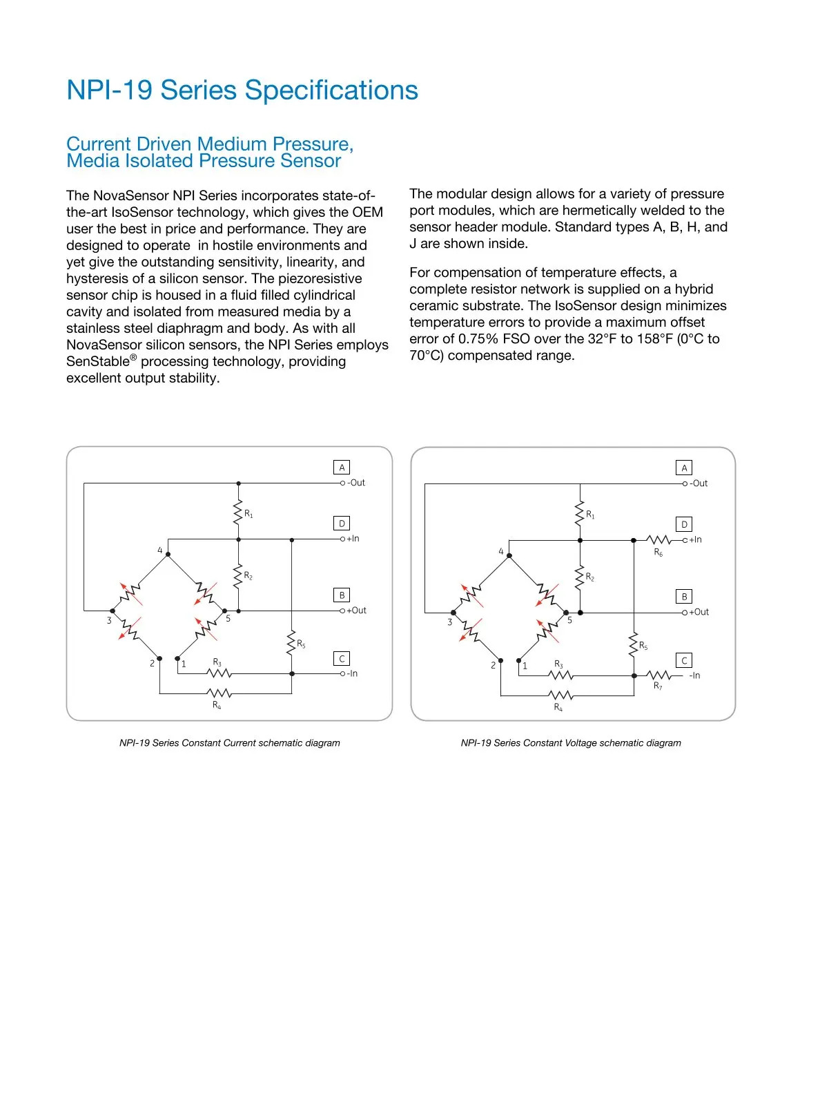 NPI-19A-CZ101GH 암페놀 압력센서
