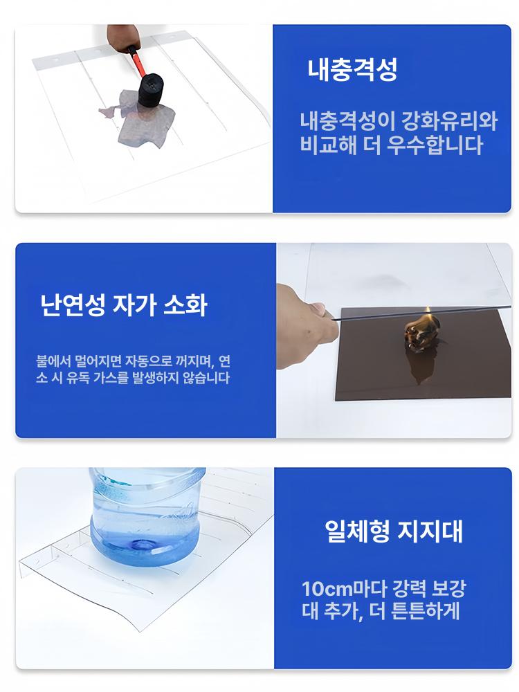 투명 캐노피 비막이 빗물막이 아크릴 발코니 어닝 비가림막 렉산 수직설치 고정식 - 상세 이미지 4