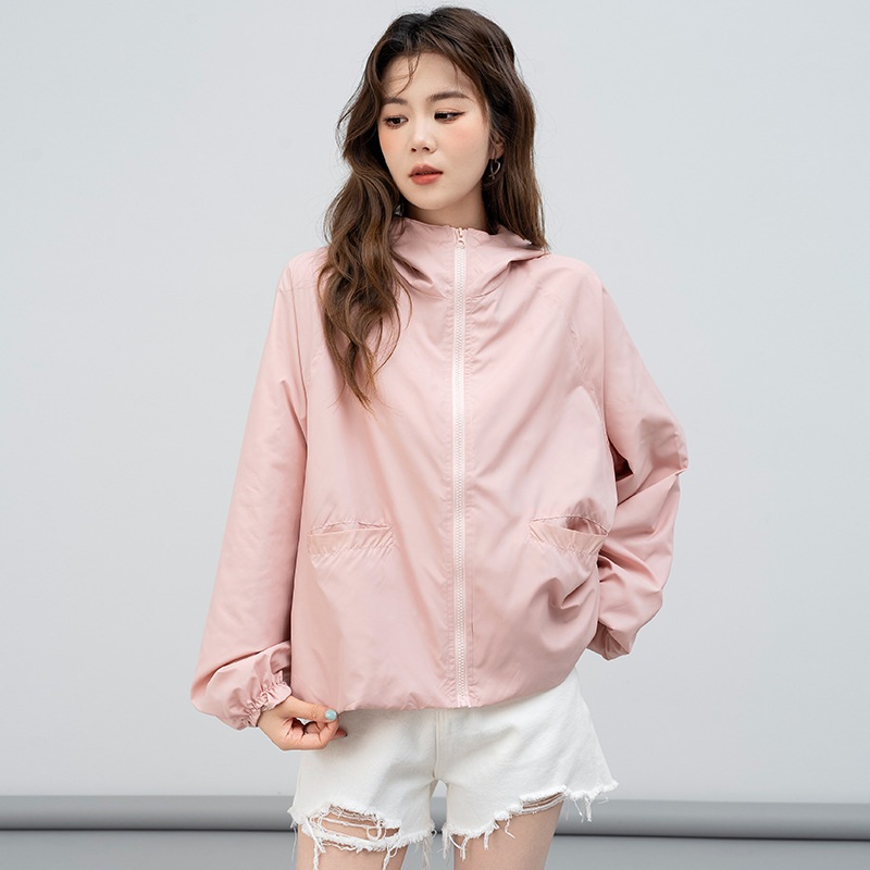 여성 간절기 후드 바람막이 루즈핏 집업 점퍼 봄여름가을 아우터 - 상세 이미지 2