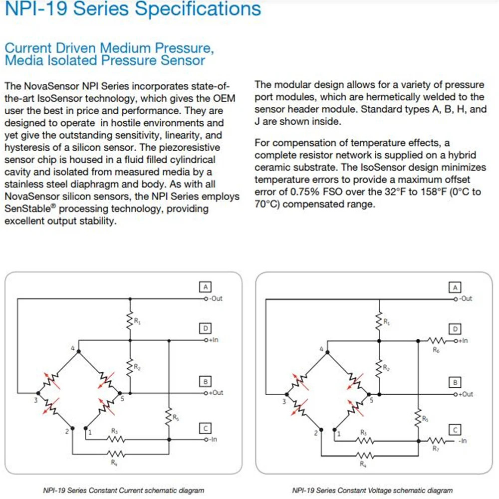 NPI-19A-002G2 Amphenol 고급 센서