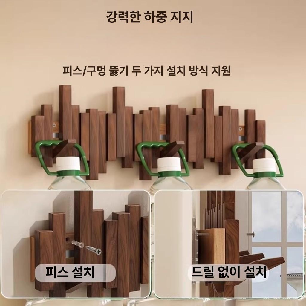 벽걸이형 벽옷걸이 코트랙 원목 수납 북유럽 벽걸이행거 벽후크 수건걸이 고리 - 상세 이미지 5
