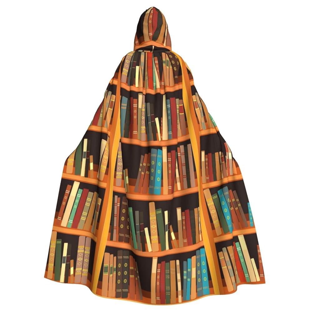WFUGNJ 도서관 책장 책 케이프 후드 망토 할로윈 파티 코스프레 가운 성인 의상 Bookshelf One Size - 상품 이미지