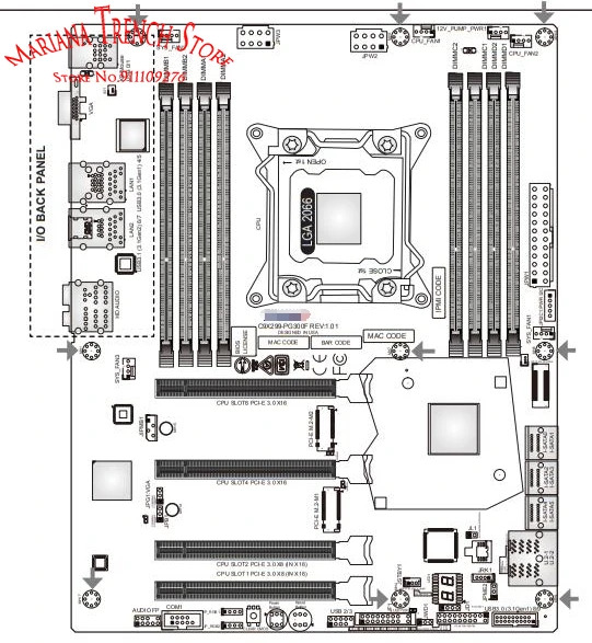 슈퍼마이크로 마더보드C9X299-PG300F LGA-2066 i7 i9 X 시리즈 프로세서 DDR4-293Hz PCI-E3.0 M.2 U.2