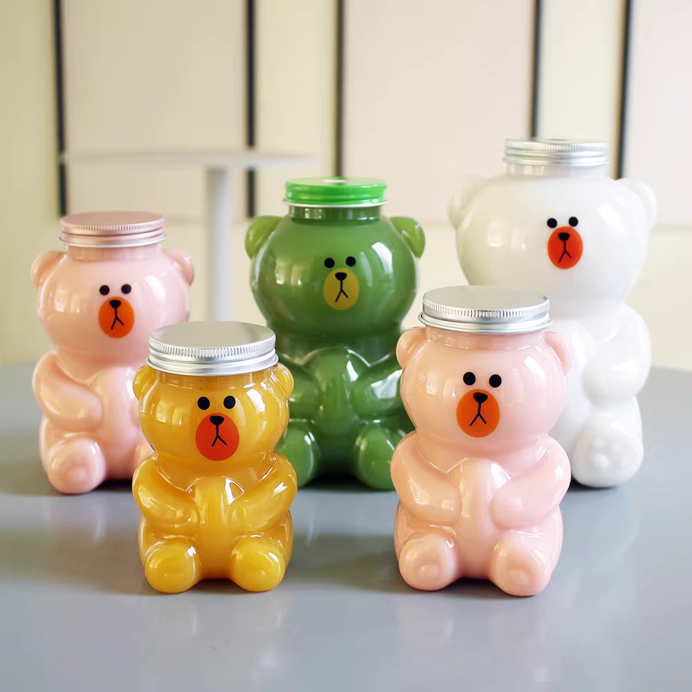곰돌이 보틀 슬러시 병 빨대컵 예쁜음료수병 베어꿀통 0.7L 이미지 6