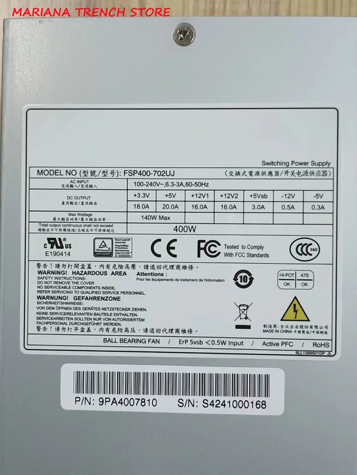 FSP400-702UJ 스위칭 전원공급장치 FSP 산업 수준