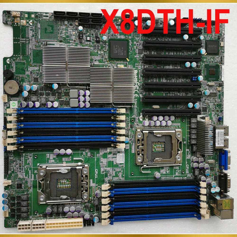 Supermicro 서버 마더보드 Xeon 프로세서 5600/5500 시리즈 DDR3 SATA2 PCI-E 2.0 듀얼 포트 기가비트 이더넷 IPMI X8DTH-IF