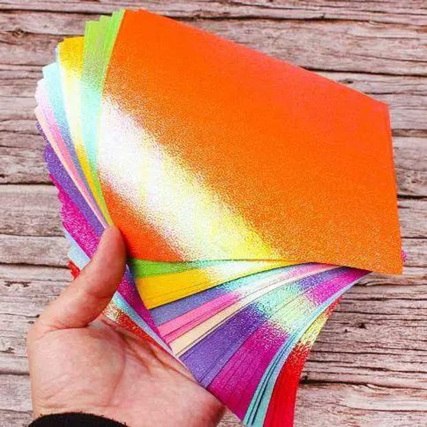 단색 색종이 양면 반짝이 공예용 금박 금색 종이접기용 오리가미 - 상세 이미지 4