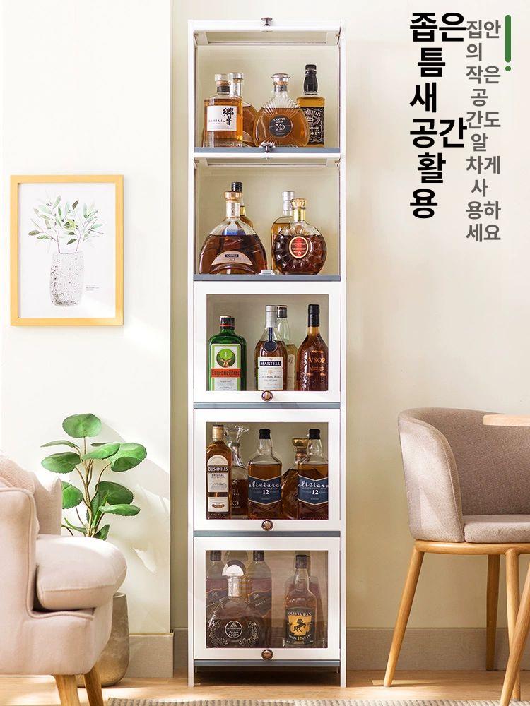 대형 장식장 다층 수납장 거실 엔틱 캐비닛 진열대 디스플레이 위스키장 인테리어선반 - 상세 이미지 3