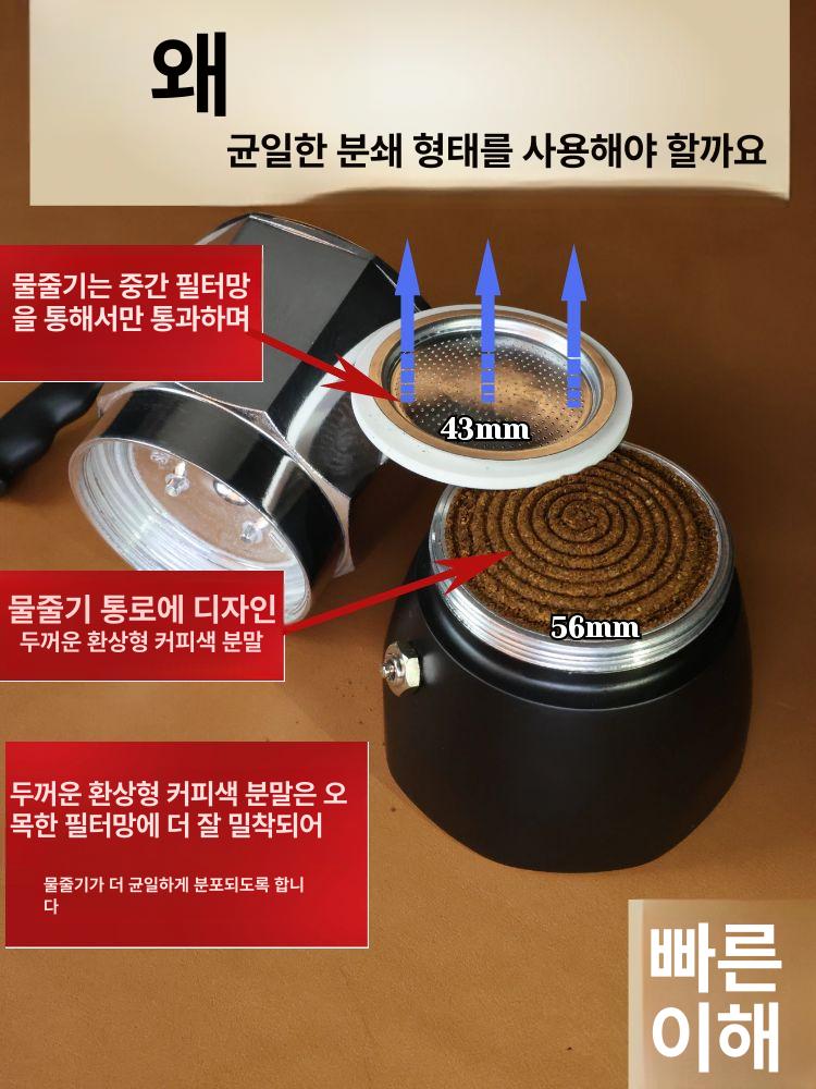 스테인레스 모카포트 분말링 블랙 분말바늘포함 - 상세 이미지 4
