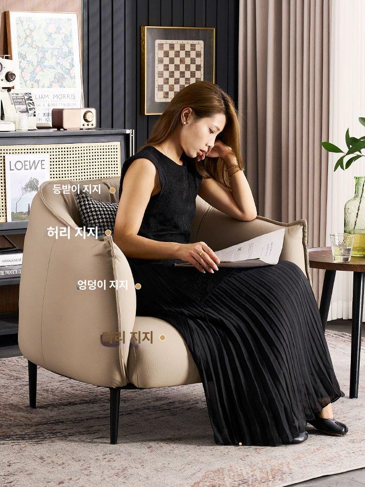 소파 싱글소파 팔걸이 나무 북유럽 라운지 디자이너 인테리어 호텔 와이드 - 상세 이미지 2