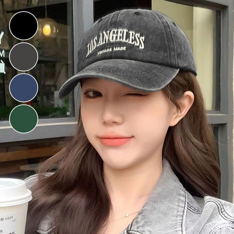 여성 야구 모자 얼굴작아 보이는 패션 코튼 워싱 볼캡 4컬러 캡모자 여성캡 빈티지볼캡 - 상품 이미지