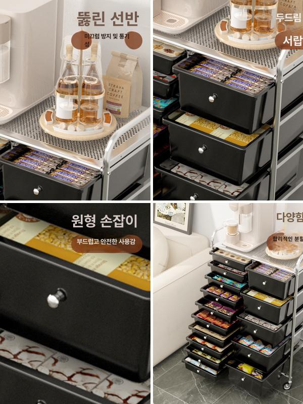 미용실 츄레이 웨건 이동식 정리함 카트 가위정리대 헤어샵 바퀴 서랍트롤리 - 상세 이미지 5