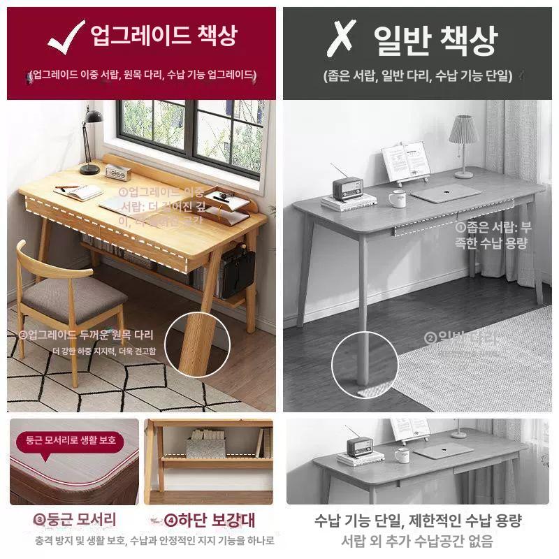 우드책상 공부책상 데스크 서랍책상 학생 공부테이블 학습 고급책상 북유럽 공부방 - 상세 이미지 3