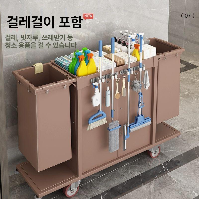 호텔 청소용카트 린넨 수레 세탁물 룸메이드 대차 청소카트 도구 밀차 구루마 끌차 - 상세 이미지 3