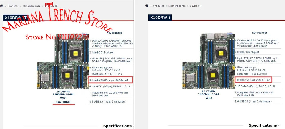 슈퍼마이크로 마더보드X10DRW-i LGA2011 E5-2600 v4 v3 군DDR4 i350 듀얼 포트 GbE LAN SATA3 6Gbps