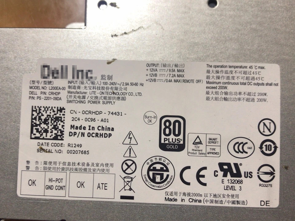 L200EA-01 L200EA-00 L200EU-01 F200EU-01 F200EU-02 D200EA-00 모델 델 9010 2330 9020 AIO 전원공급장치 범용