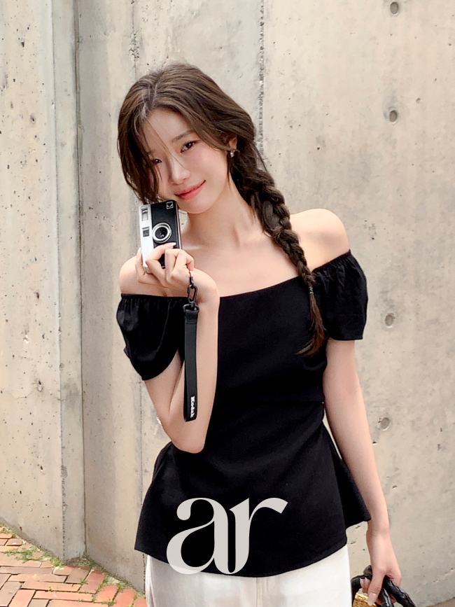 스퀘어넥 셔링 백리본 스모크 밴딩 블라우스 bs8761 이미지 4