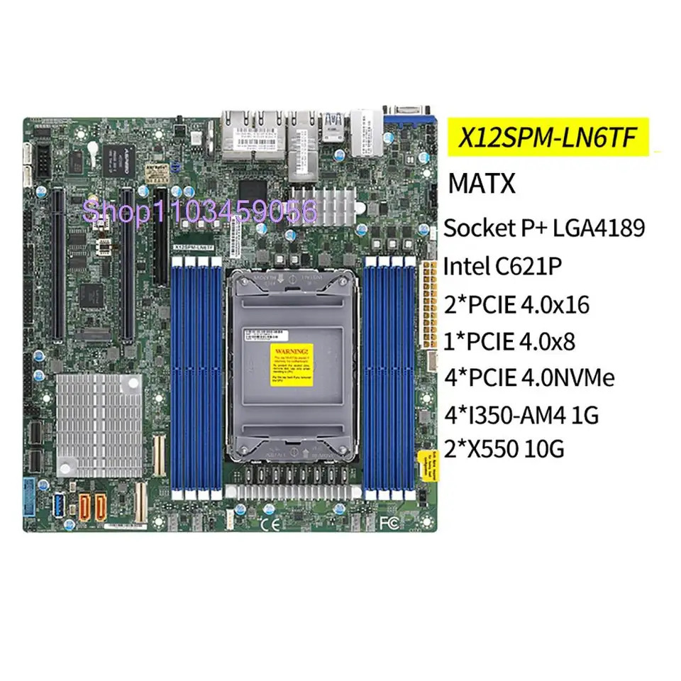 DDR4-3200MHz 서버 마더보드 X12SPM-LN6TF Supermicro LGA-4189 C621A M- 10XSATA 3