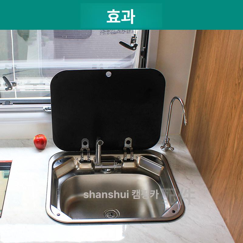 스텐 세면대 싱크대 사각 씽크대 화장실 원형 스테인레스 사무실 손세정대 카라반 - 상세 이미지 5