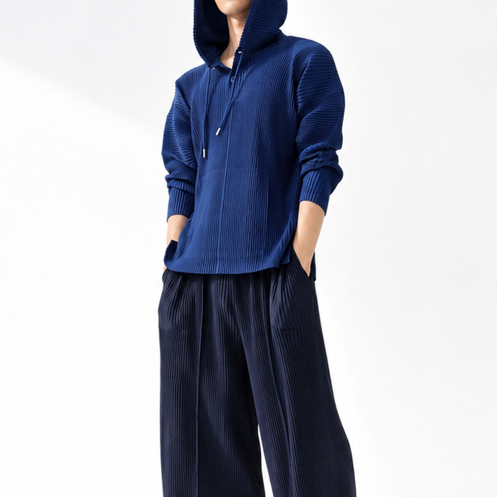 VH53 플리츠 머슬핏 남자 포켓 후드 긴팔 티 SIGNATURE PLEATS - 상세 이미지 5