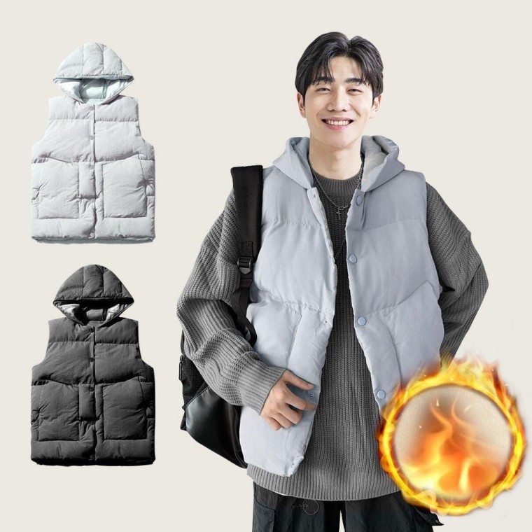 후드 패딩 베스트 남성 간절기 오버핏 경량 보온 조끼 작업 수면 낚시 여성 등산 남자 - 상품 이미지