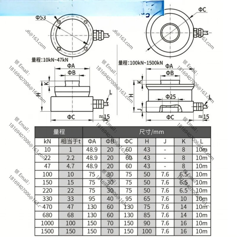 계량 센서 2.2T 4.7T 10T 15T 22T 33T 47T 68T