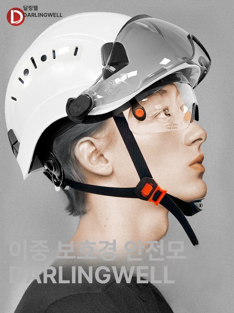 이중 안전모 헬맷 투명창 투명고글 보호구 보안경 쉴드 눈보호모자 - 상세 이미지 3