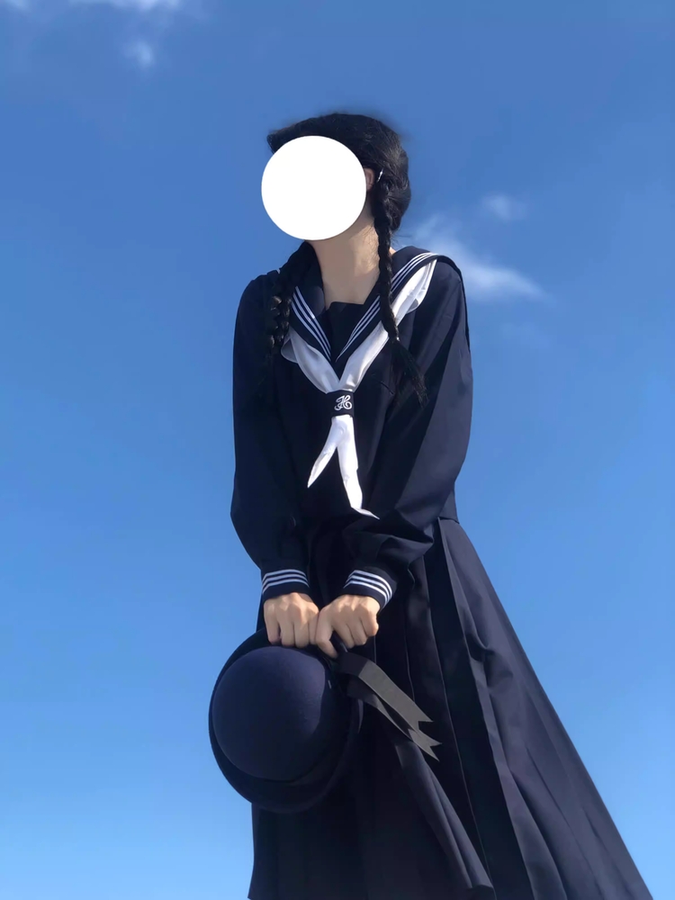 일본 교복 네이비 스쿨걸 백합 의류 복고 하이틴 여성 - 상세 이미지 3
