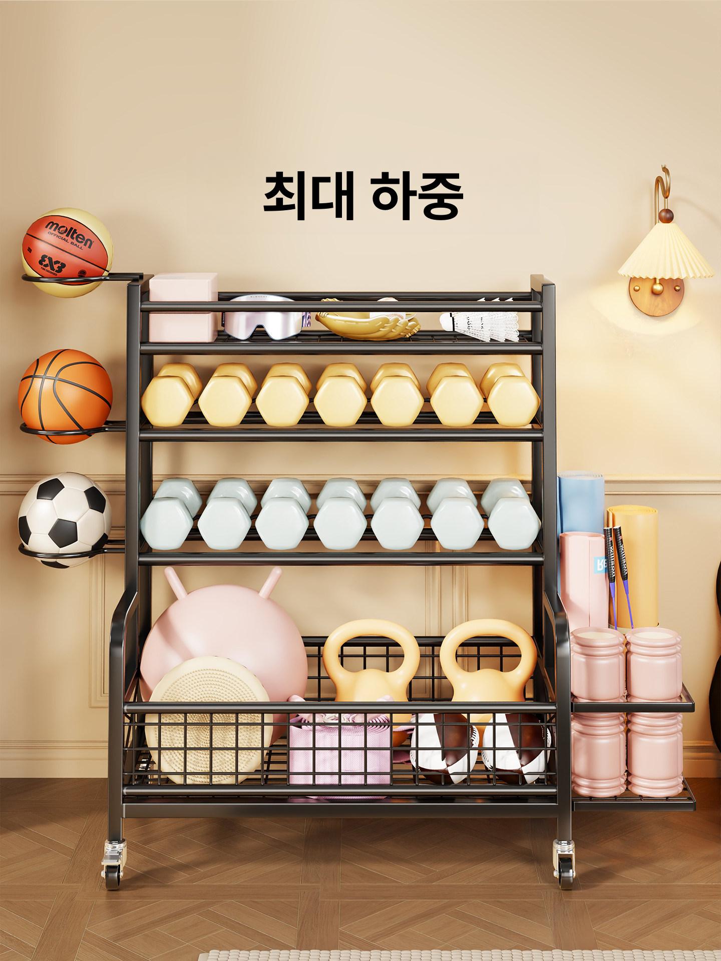 홈짐 정리대 수납함 요가 선반 카트 장비 아령 보관 피트니스 다용도 헬스용품 - 상세 이미지 3